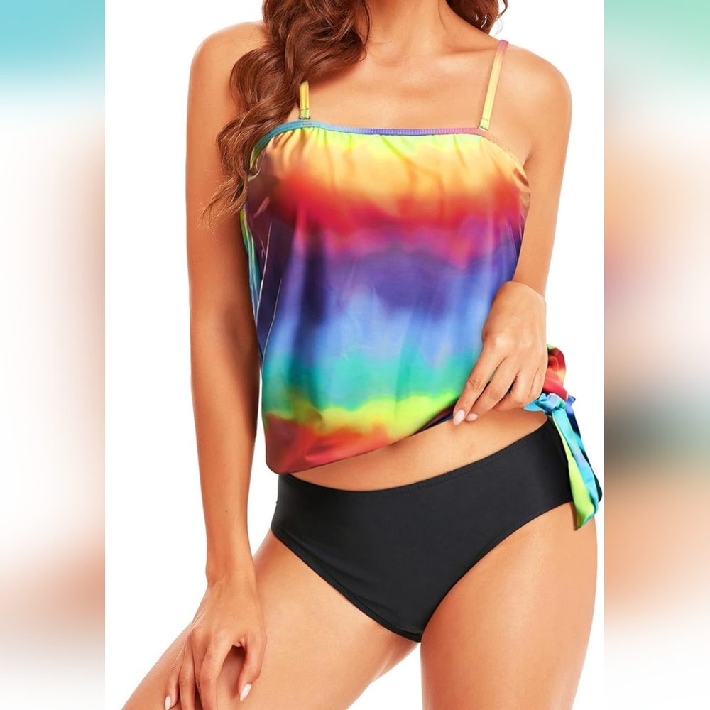 HOLIPICK 2 Piece Tankini Swimsuit with removable straps